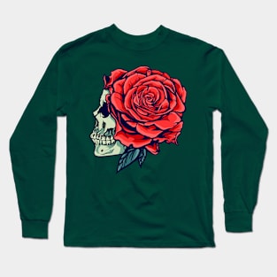 Skull with Rose Long Sleeve T-Shirt